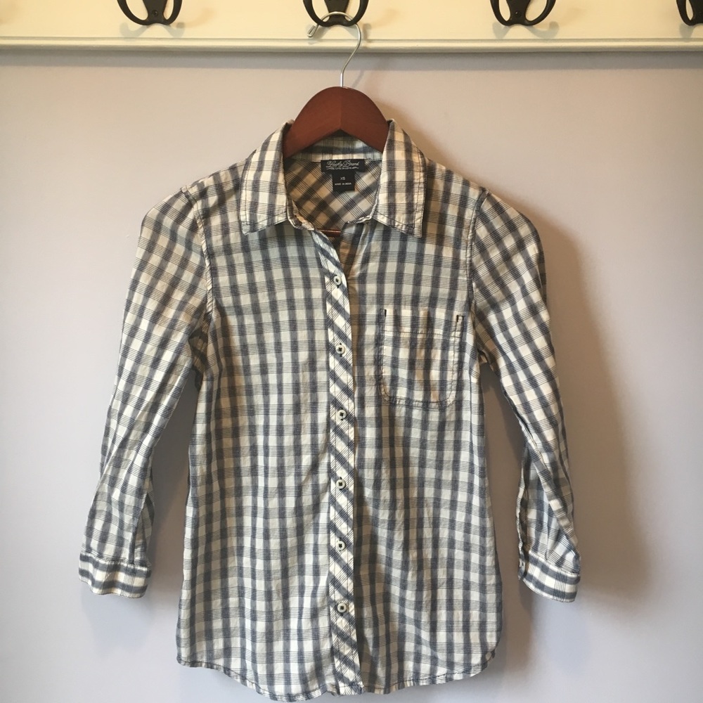 Fossil checkered 3/4 sleeve button down